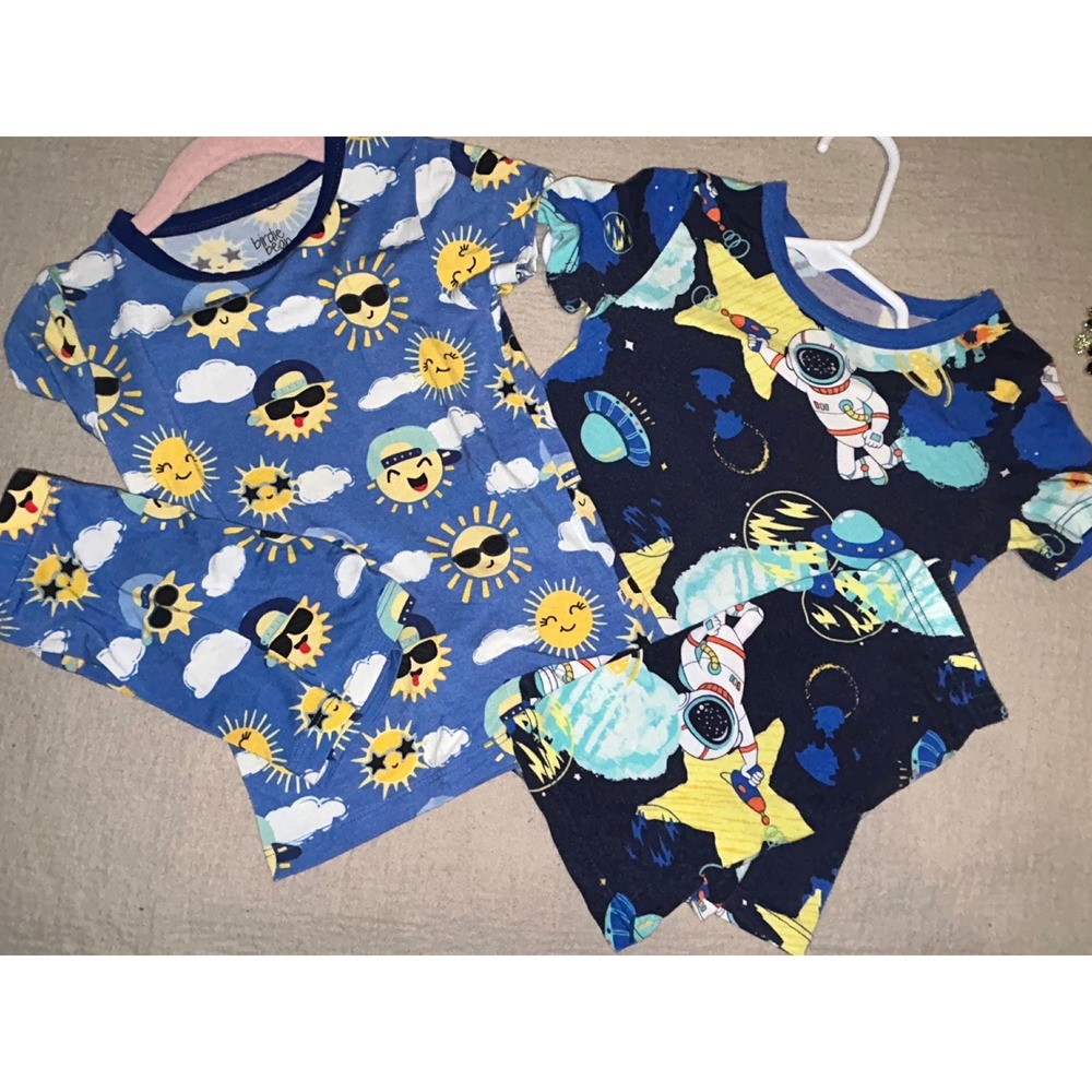 Birdie Bean & Reshinee Bamboo Pajamas Bundle 18-24M Space Sun 2 Sets Toddler